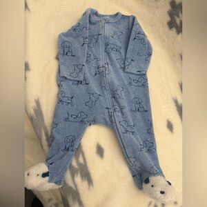Little Me Blue Puppy Print Footie